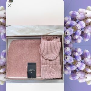 Kate Spade Blush Knit Hat and Gloves Set